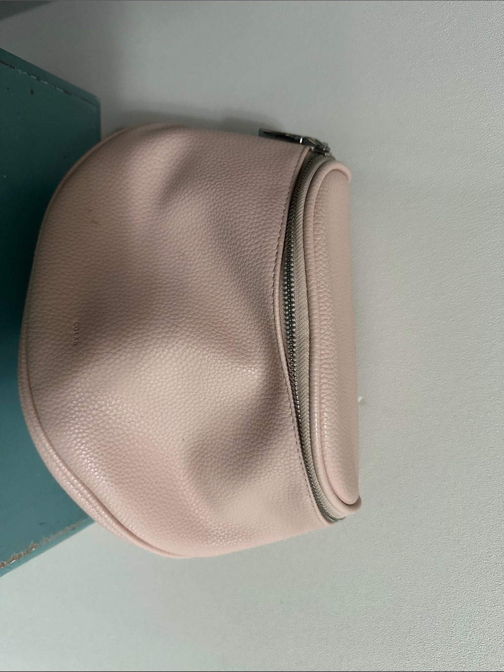 Soft Pink Pebbled Leather Cosmetic Pouch